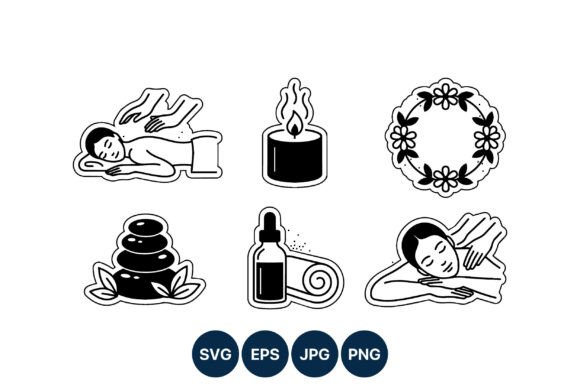 Download Spa Massage Therapy Black White Icons - White Collection