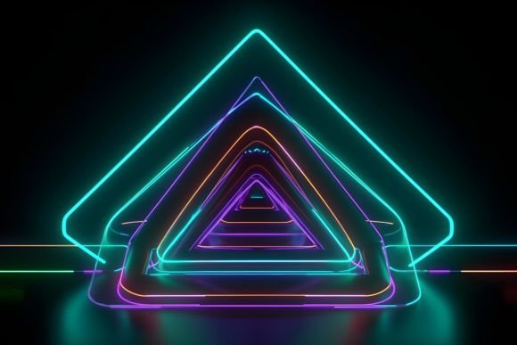 Download Colorful Neon Triangle Mosaic Background - Triangle mosaic Collection